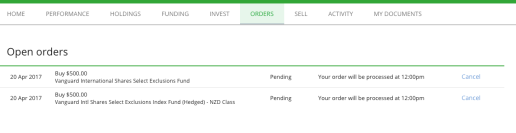 Processing my Invest order, it took about 1-2 days to complete